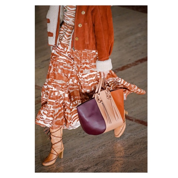 New! Last One! ULLA JOHNSON Imogen Carryall Color Block Tassel Leather Tote - Picture 2 of 14